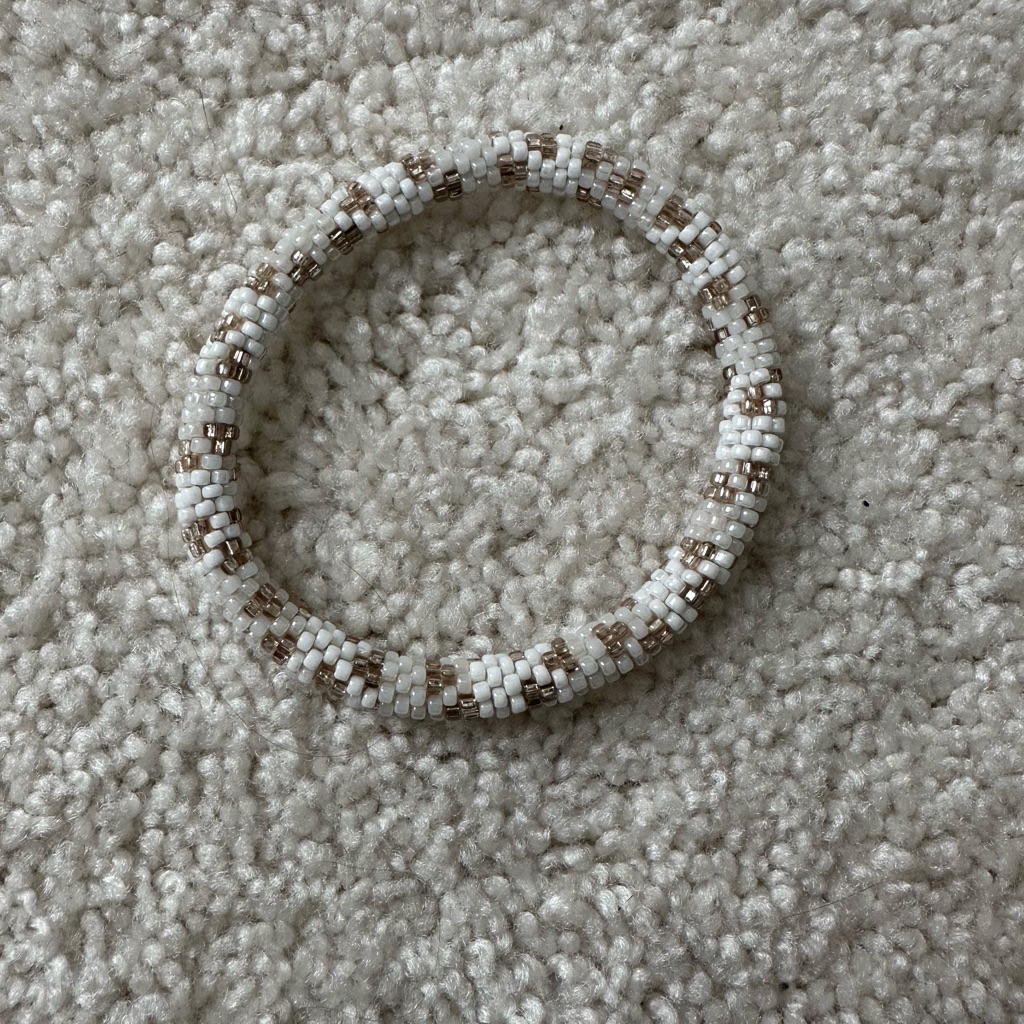 Lily Laura Beaded Bracelet In White And Rose Gold 8$